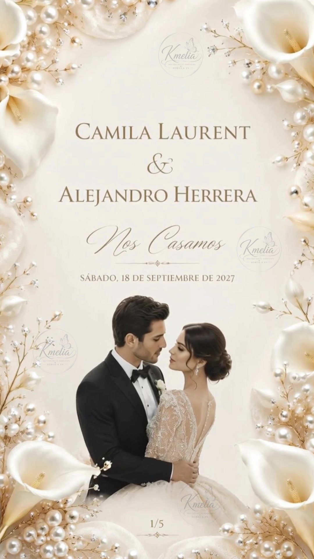 Bodas B107 - Romantic Floral Wedding Invitation
