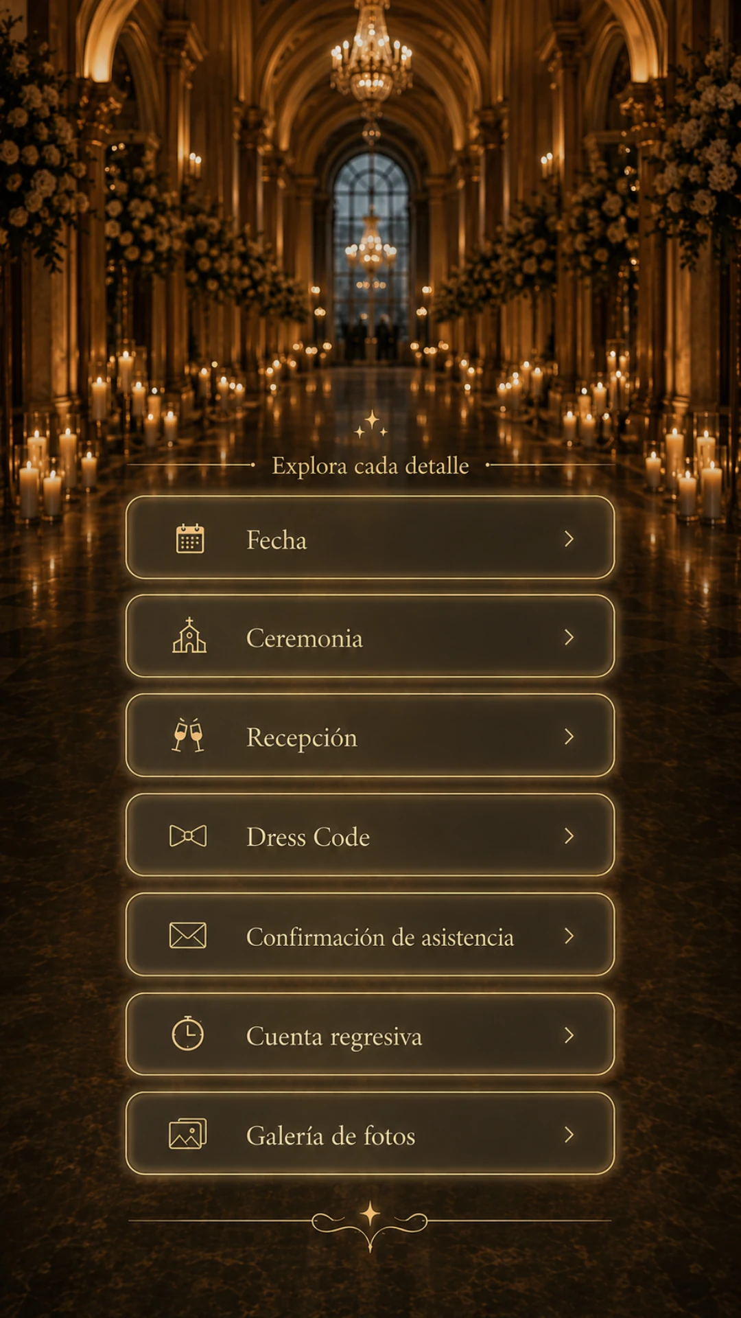 Menú de la invitación