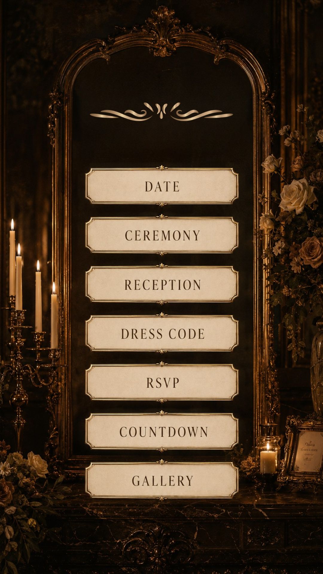 Interactive wedding invitation menu
